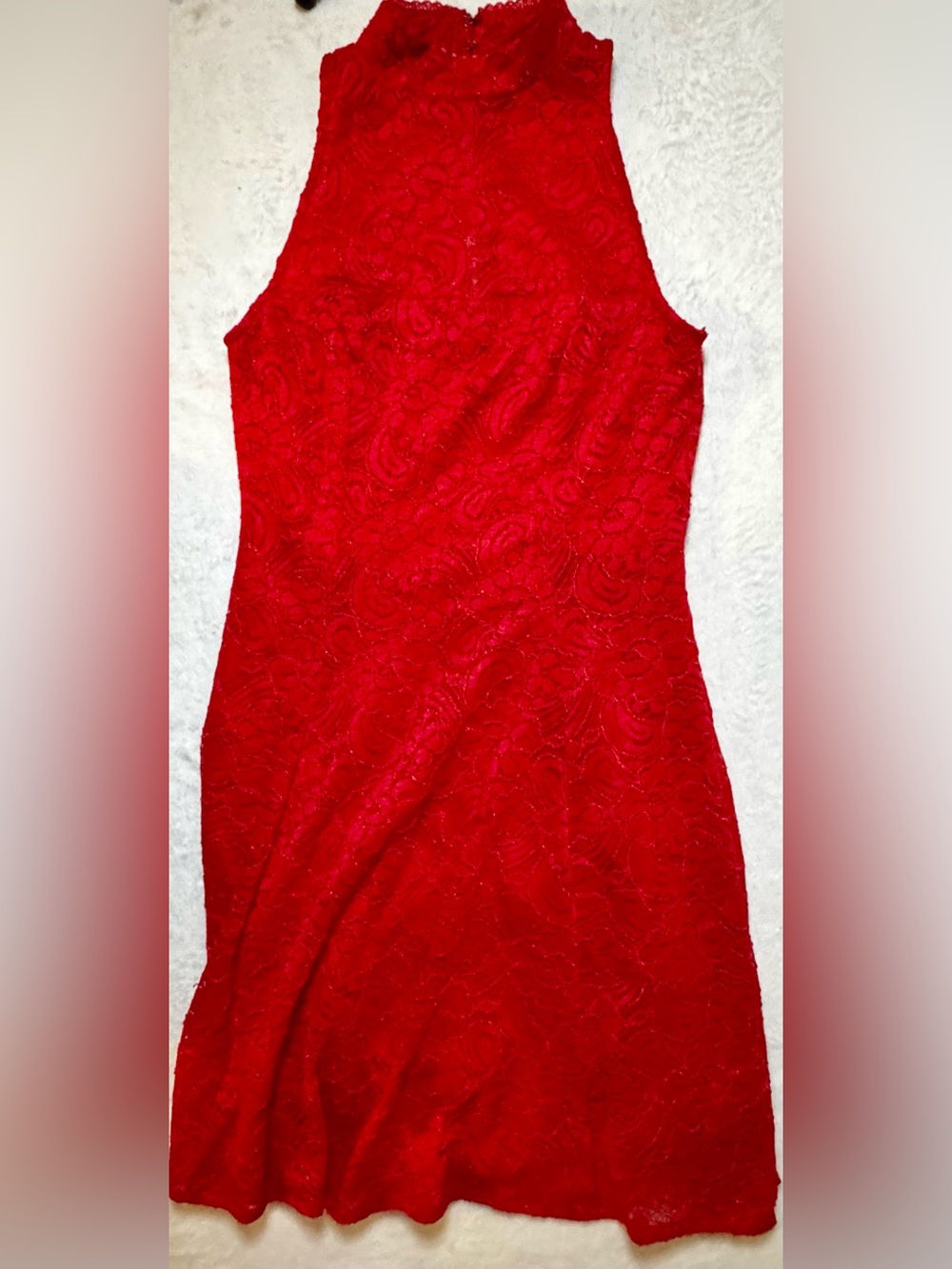 Guess Small Red Lace Sheath Dress with Keyhole Back- Women